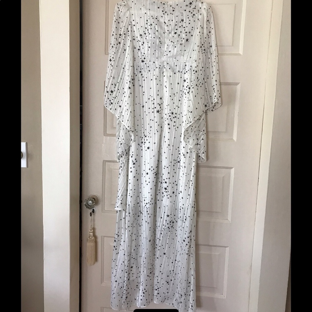 Nasty Gal White and Black Star Print hi-low Maxi Dress White Size 2 - Picture 6 of 8